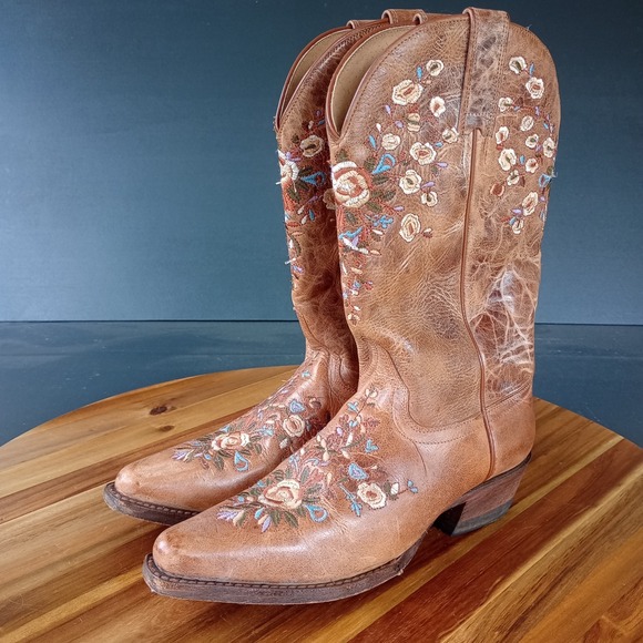 Shyanne Maisie Floral Western Boot Brown Women's Size 7.5 M Cowgirl Western Boho - Picture 1 of 11